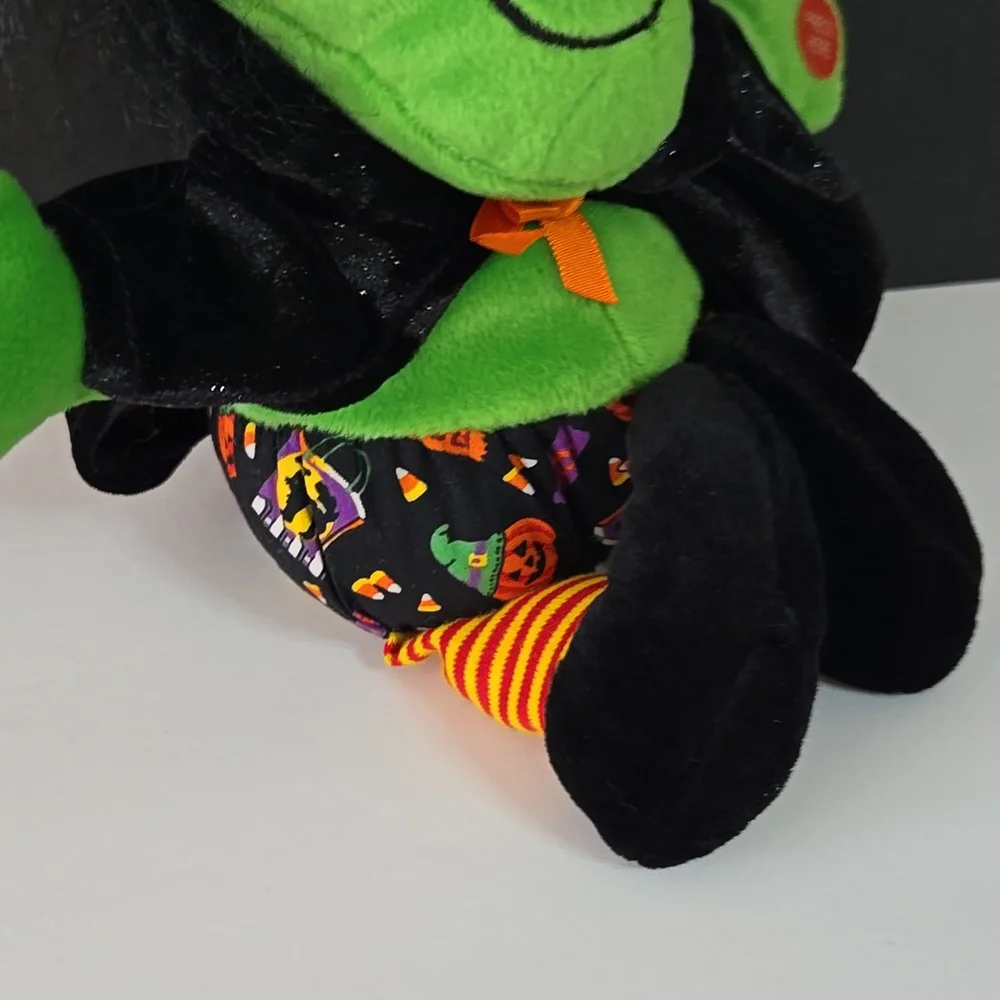 Animated Halloween Decor Green Witch Plush